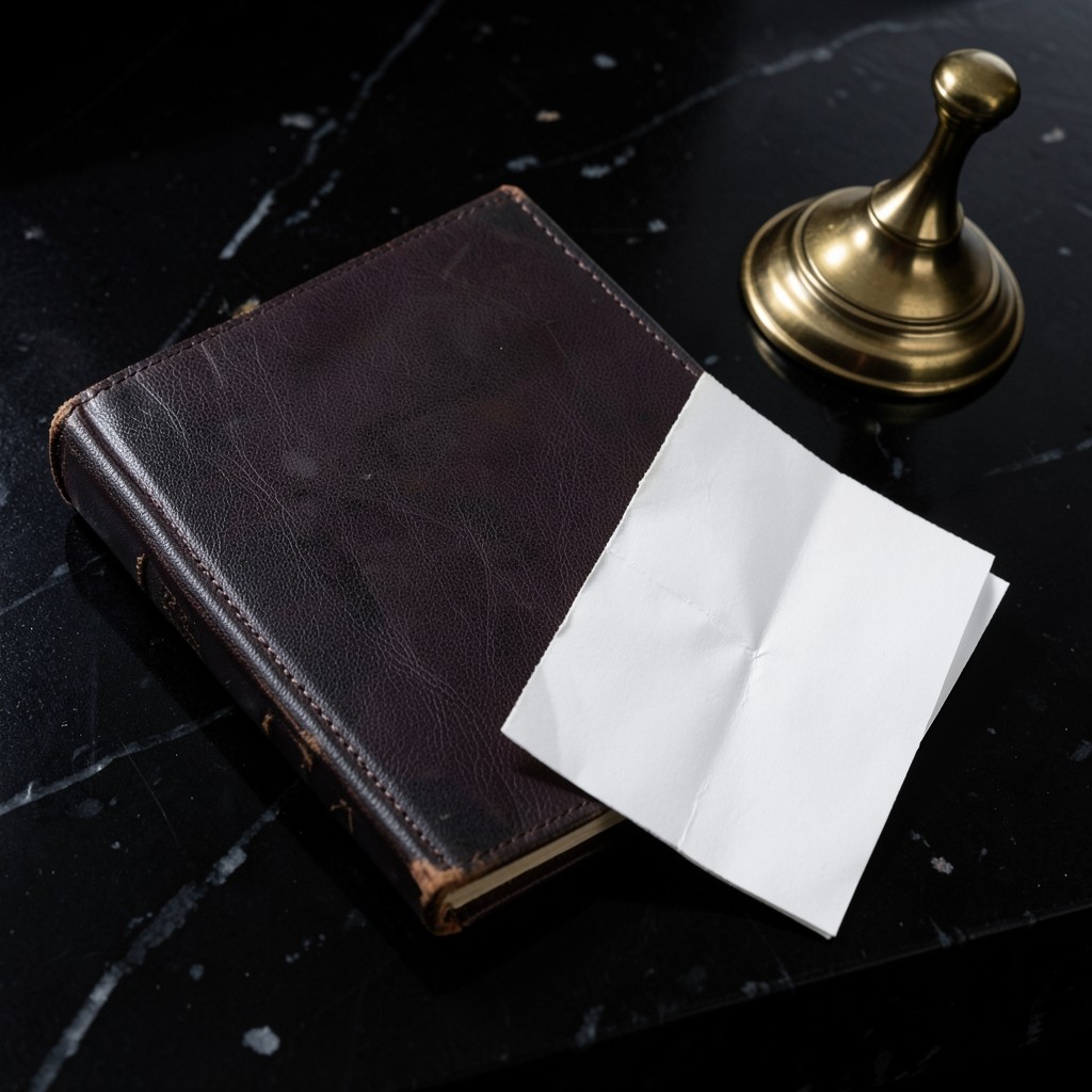 Leadership notes beside a printed portfolio status pack on dark stone
